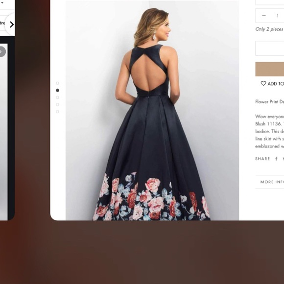 Flower Print Detail Evening Gown by Blush - only worn once. - Picture 2 of 7